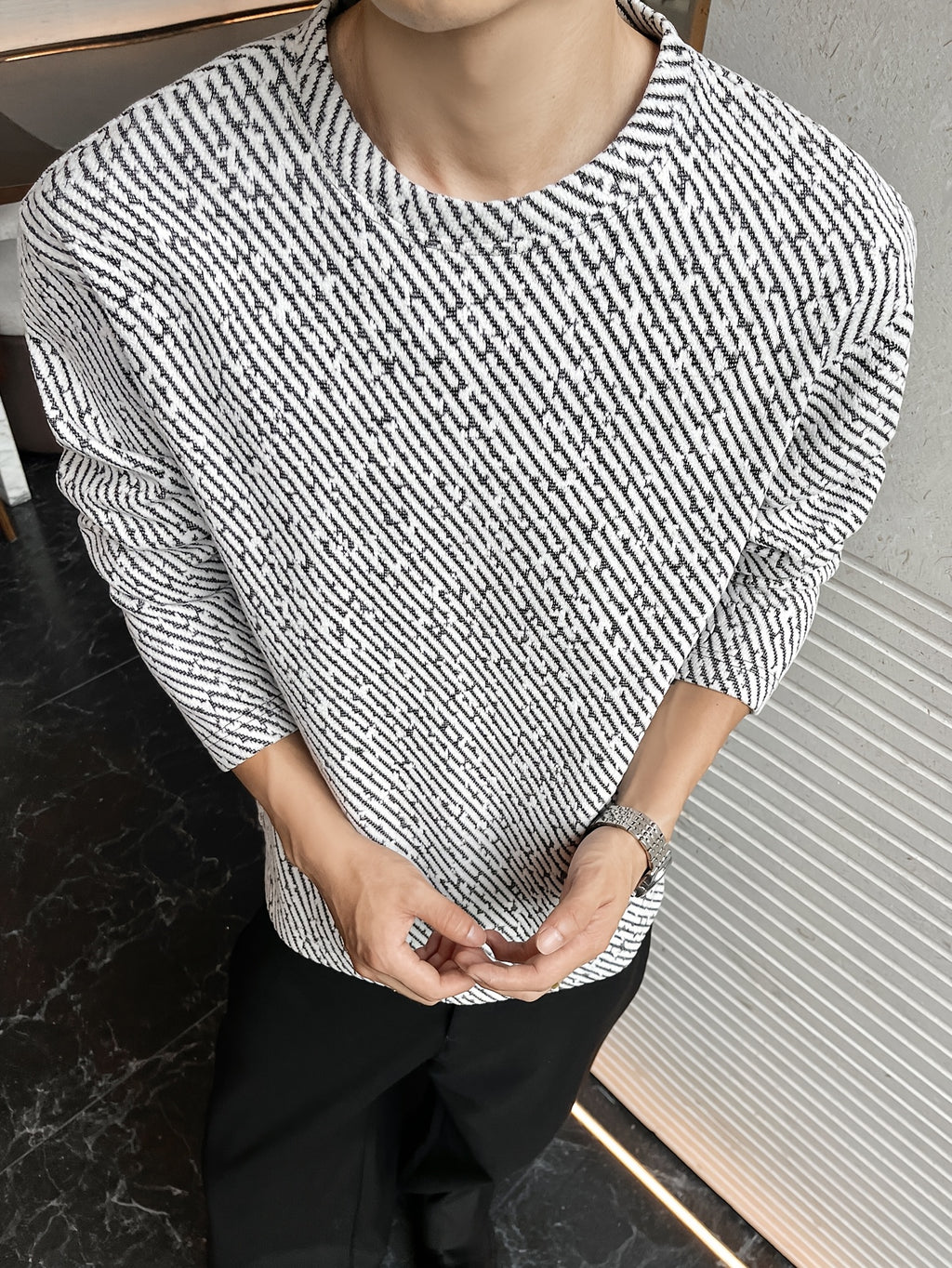 Men'S Casual Sports T-Shirt, 1pc Men'S Fashion Trendy Casual Long Sleeve T-Shirt, Loose Fit, Comfortable Stretch Fabric, Suitable for Daily Casual Wear - White