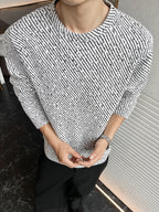 Men'S Casual Sports T-Shirt, 1pc Men'S Fashion Trendy Casual Long Sleeve T-Shirt, Loose Fit, Comfortable Stretch Fabric, Suitable for Daily Casual Wear - White