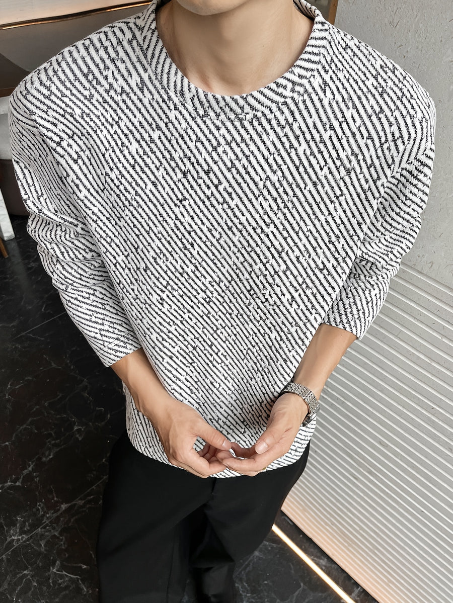 Men'S Casual Sports T-Shirt, 1pc Men'S Fashion Trendy Casual Long Sleeve T-Shirt, Loose Fit, Comfortable Stretch Fabric, Suitable for Daily Casual Wear - White