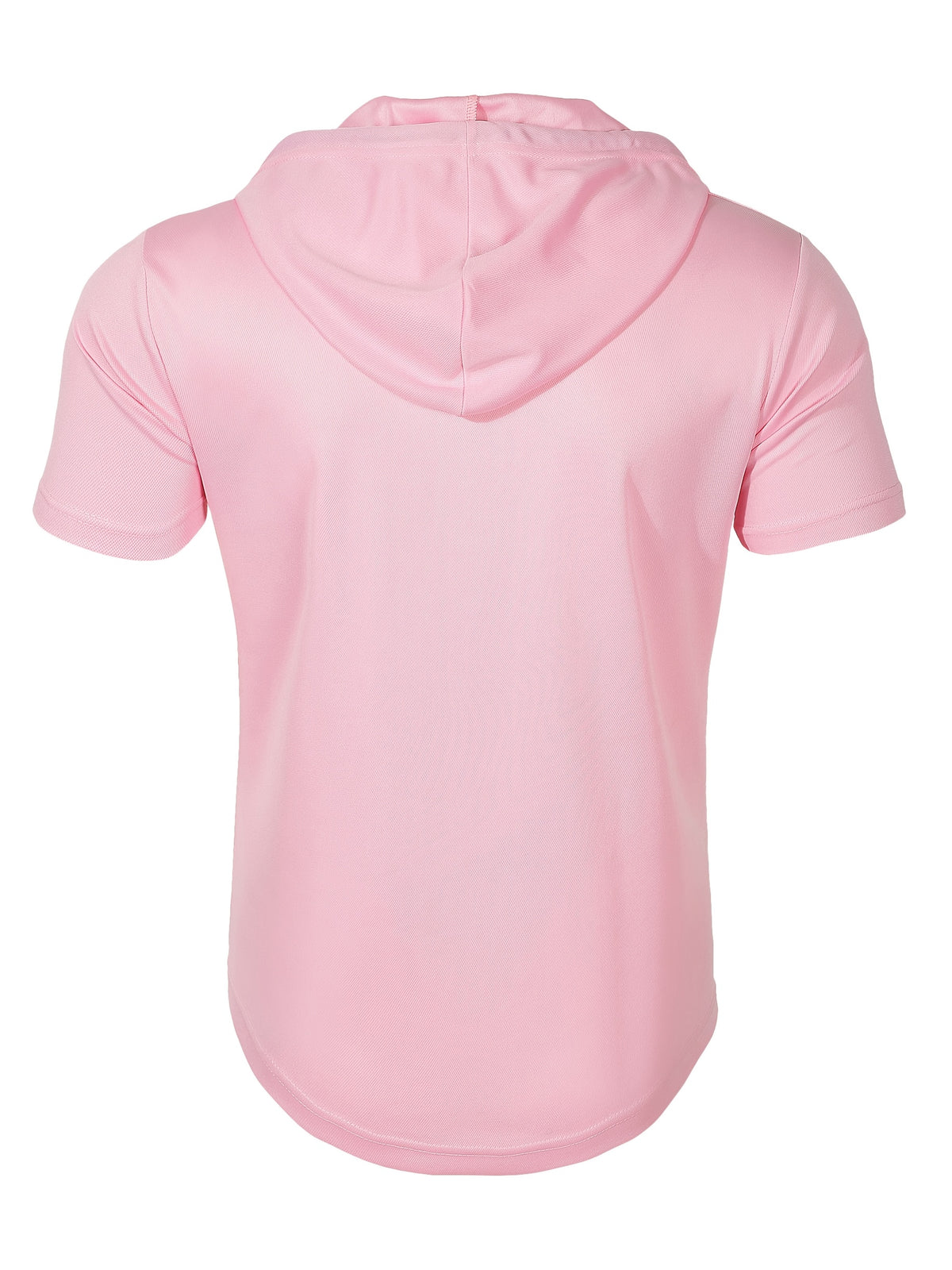 1 Men's Casual Henley Shirt, Men's Sportswear Fitness Hooded Short-Sleeve T-Shirt, Summer Hooded Sports Top T-Shirt - Pink Color