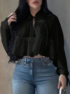 Women's Chiffon Shirt Vacation Beach Shirt - Black