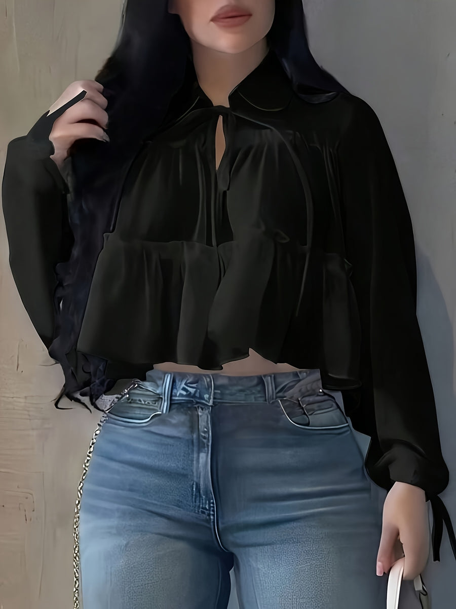 Women's Chiffon Shirt Vacation Beach Shirt - Black