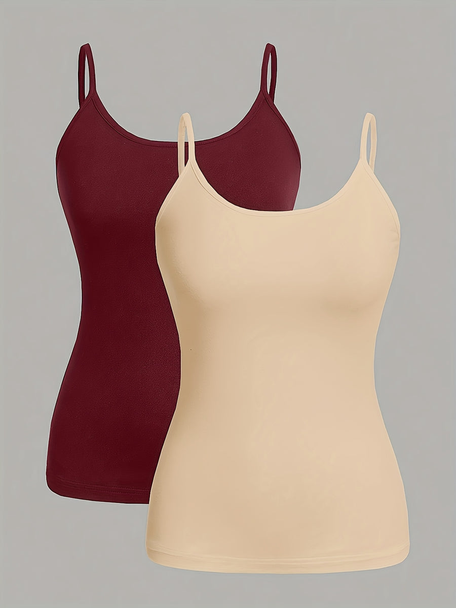 Fashion Women'S Camisole Vest Adjustable Buckle Style Women'S Clothing Sexy Lingerie 2pcs Set - Apricot+Burgundy