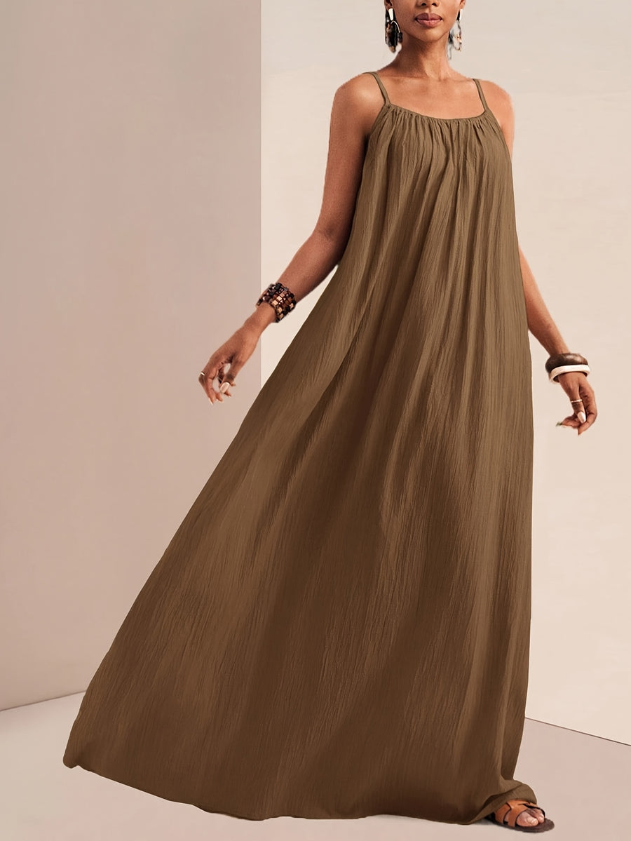Women'S Solid Color Cami Dress - Dark Brown