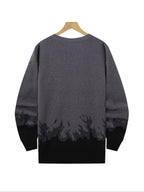 American High Street Gradient Flame Sweater | Trendy Design Knit Top - Black
