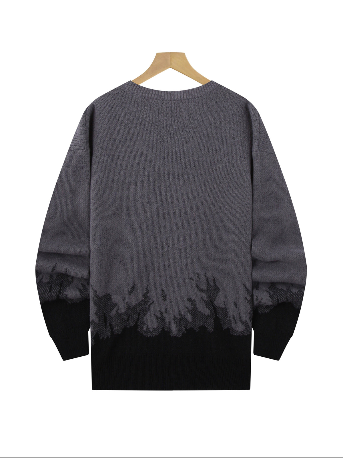 American High Street Gradient Flame Sweater | Trendy Design Knit Top - Black