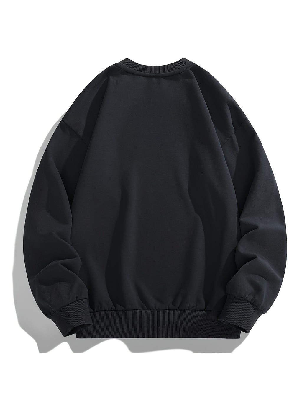 Men'S Crew Neck Sweatshirt, Spring Autumn Streetwear Letter Graffiti Print Pullover Top, Youth Loose Casual Versatile Long Sleeve Basic Undershirt - Black