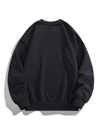 Men'S Crew Neck Sweatshirt, Spring Autumn Streetwear Letter Graffiti Print Pullover Top, Youth Loose Casual Versatile Long Sleeve Basic Undershirt - Black
