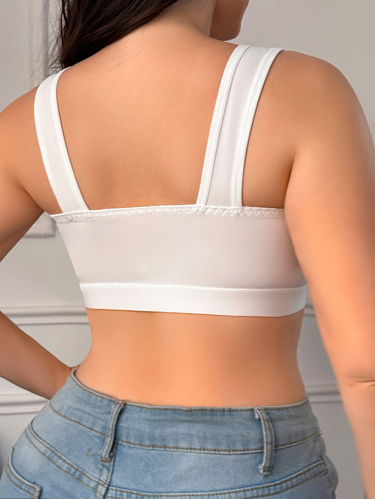 A Plus-size French-style Front-button Push-up Bra for a Flattering Bust Line - White