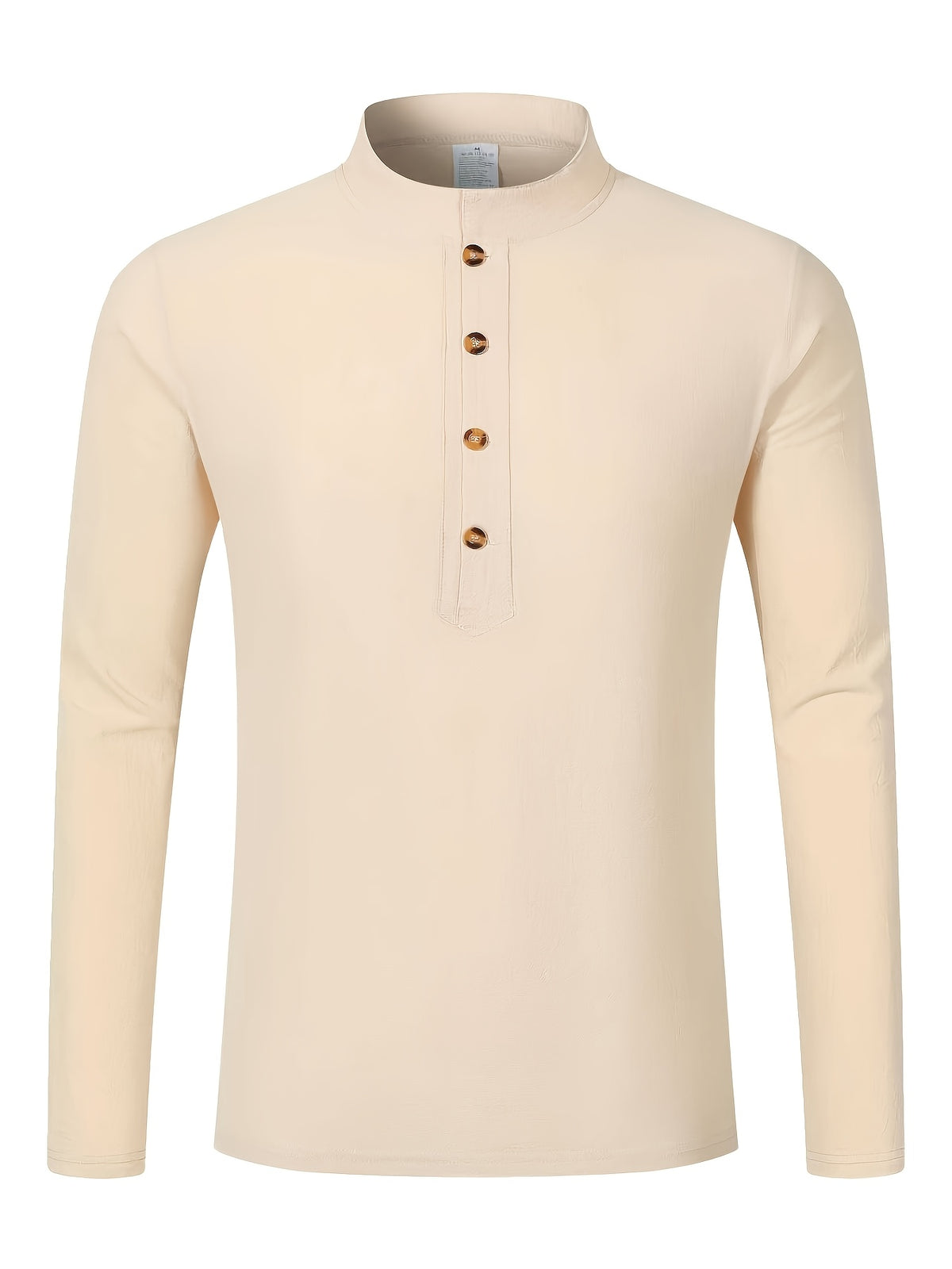 Men'S Fashion Autumn New Long Sleeve Shirt Loose Casual Solid Color Individualistic Shirt, New Season - Apricot