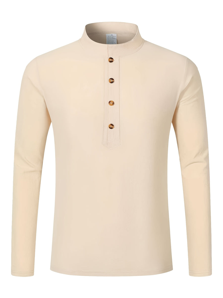 Men'S Fashion Autumn New Long Sleeve Shirt Loose Casual Solid Color Individualistic Shirt, New Season - Apricot