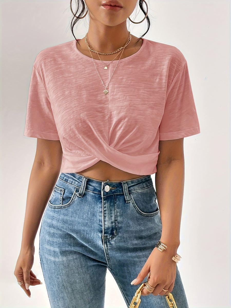 Women'S Fashion Short Sleeve T-Shirt - Pink
