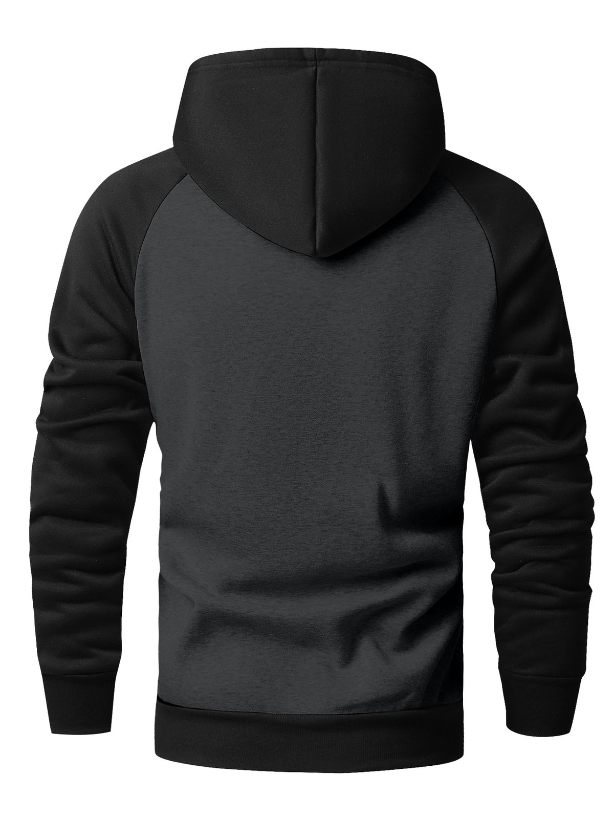 Men's Hooded Sweatshirt, Patchwork Sweatshirt, Casual and Versatile Two-Tone Fashion, Patchwork Two-Tone Hooded Sweatshirt, Raglan Sleeve Fashion Sweatshirt - Dark Gray