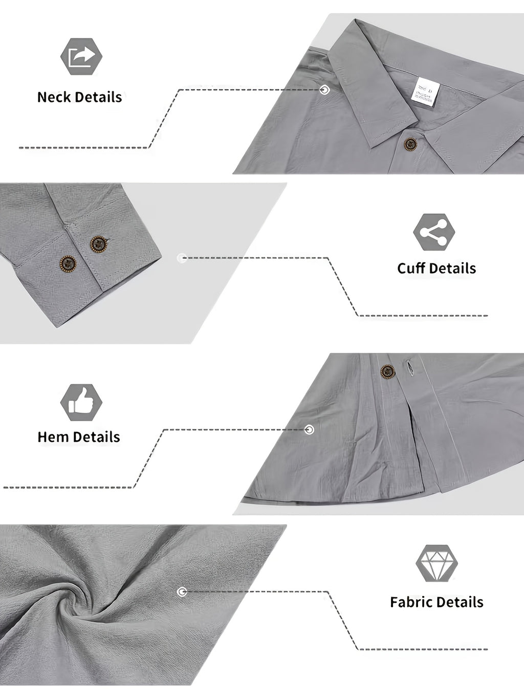 Spring/Autumn Men'S Henley Shirt Linen Long Sleeve, Comfortable And Breathable Fabric, Suitable for Daily Outings, Outdoor Sports, Travel, And Vacation, Lightweight And Breathable Regular Fit with Chest Pocket And Buttoned Cuffs, Ideal for Beach - Grey