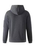 Men'S Athletic Casual Hooded Sweatshirt, Cargo Multi-Pocket Half-Zip Design Brushed K Letter Print Long Sleeve Hoodie - Dark Gray