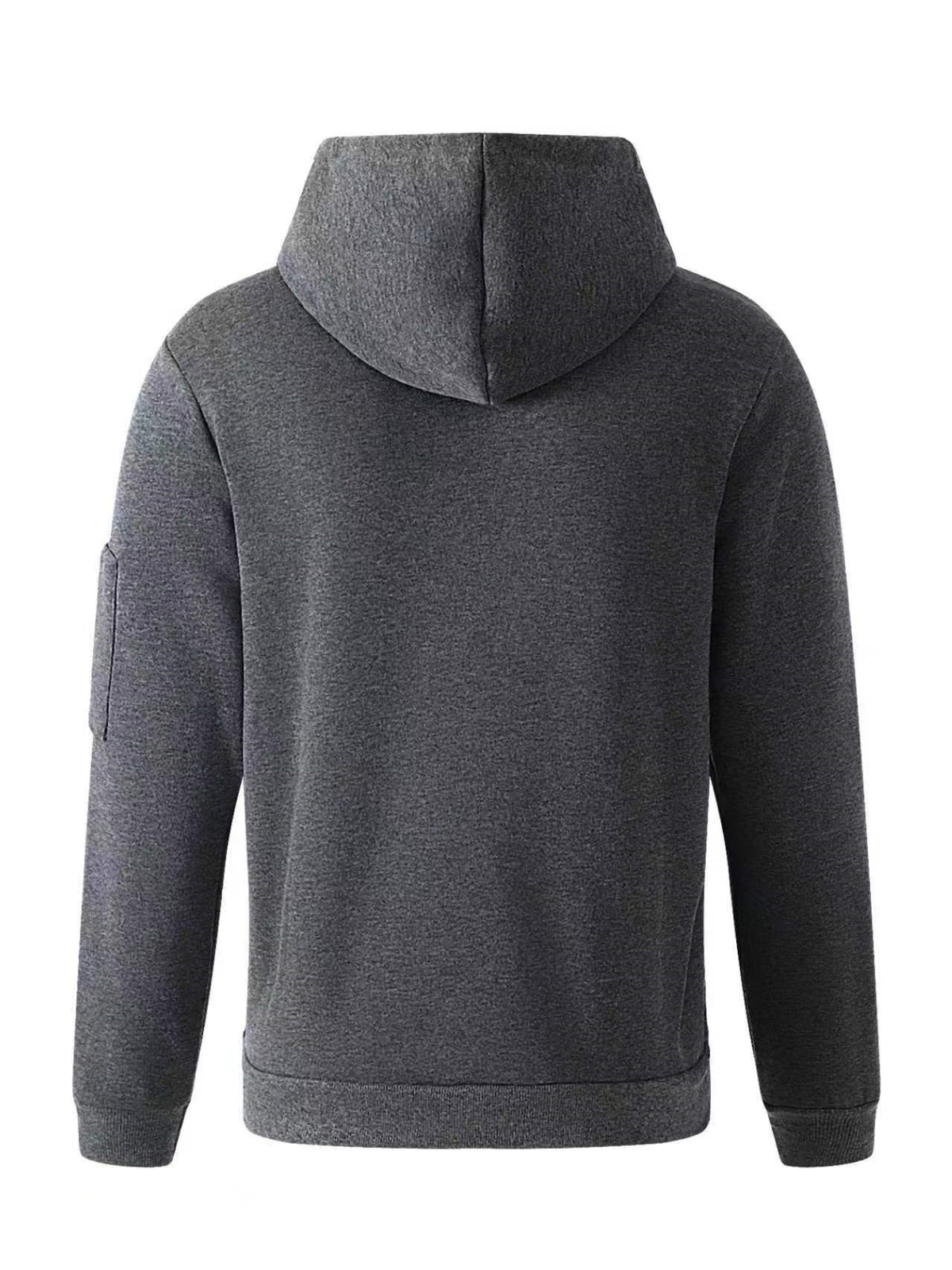 Men'S Athletic Casual Hooded Sweatshirt, Cargo Multi-Pocket Half-Zip Design Brushed K Letter Print Long Sleeve Hoodie - Dark Gray
