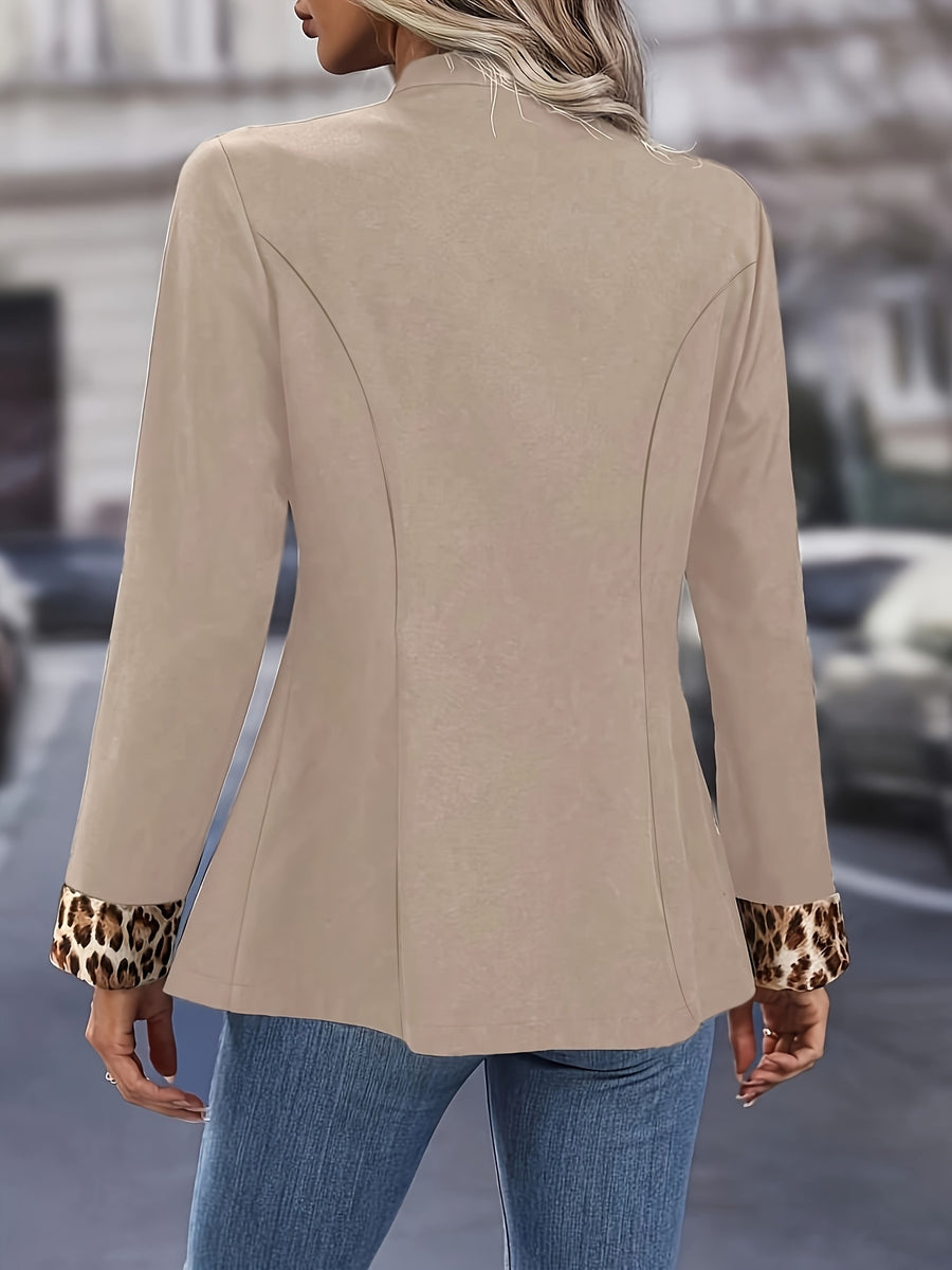 Women's Slim-Fit Soft Fabric Blazer with Slight Stretch and Button Placket - Apricot
