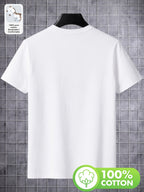 100% Pure  Men's Crew Neck Short Sleeve T-Shirt, Summer Solid Color, Comfortable, Soft, Breathable, Sweat-Absorbent, Casual, Versatile, for Layering or Wearing Outside - White