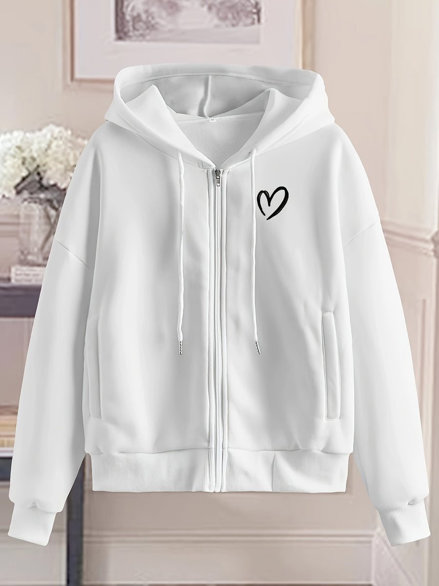 Women'S Fashion Zip-Up Hoodie - White