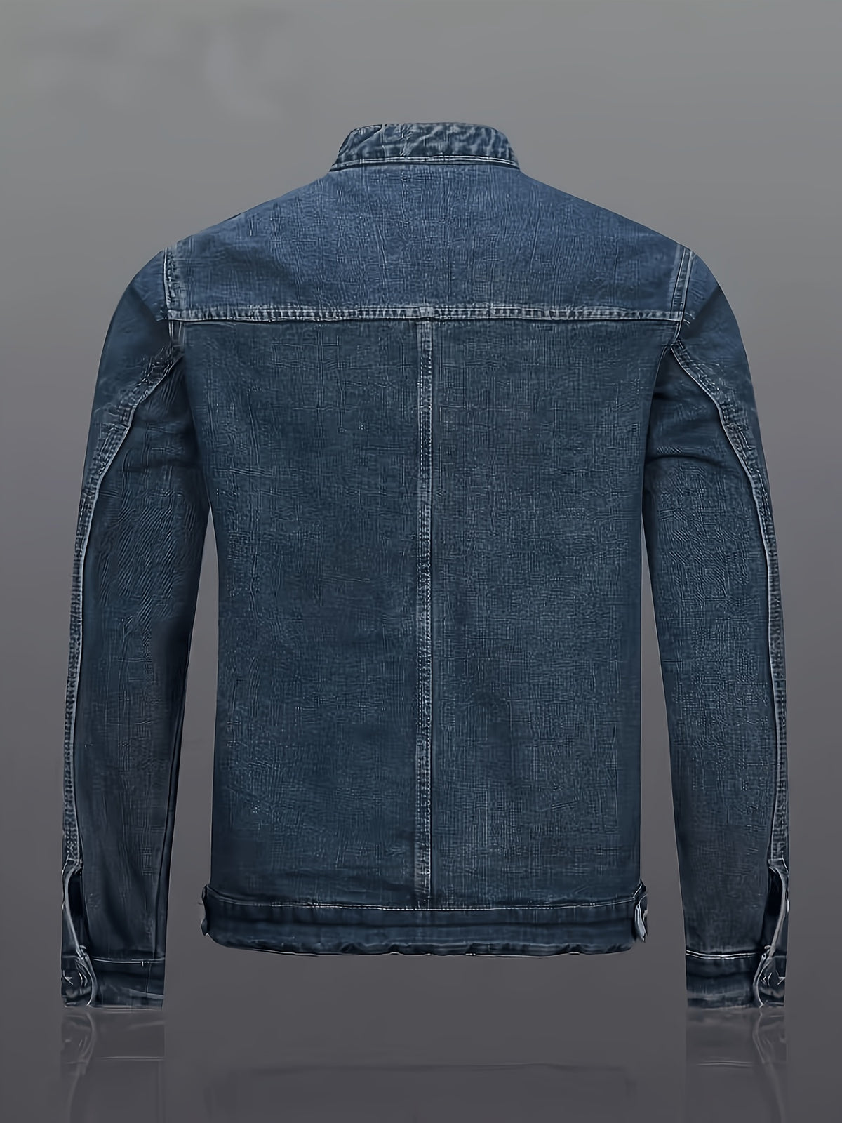 Men's Lightweight Denim Jacket Motorcycle Jacket Full Cut Zipper Front - Navy Color