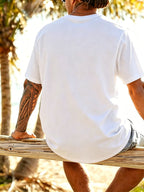 Men's New Pure Cotton Short Sleeve Round Neck T-Shirt, Comfortable, Soft, and Breathable, Perfect for Vacation, Leisure, and Daily Wear, a Summer Essential - White