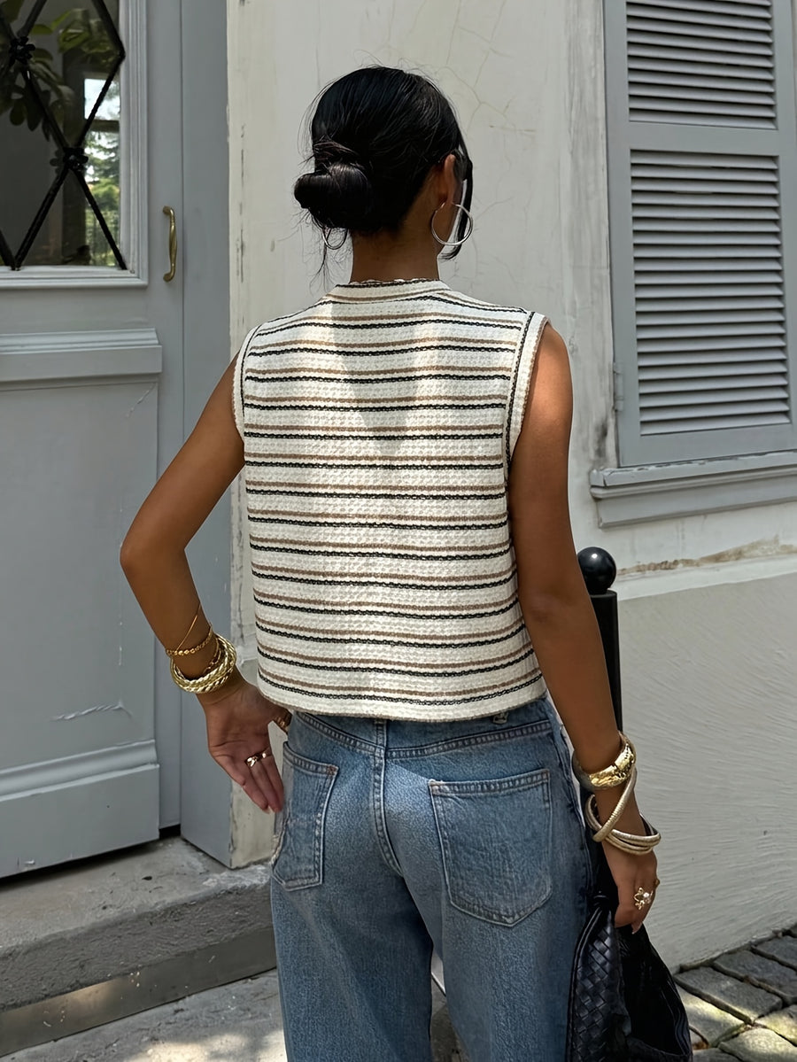 Striped Sleeveless Vest ZLLZ - Beige