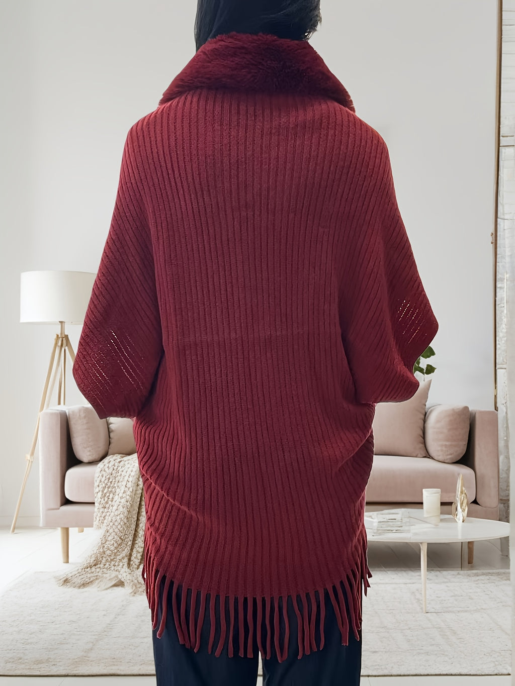 Color-Block Scarf, Soft And Comfortable Scarf, Elegant And Fashionable for Daily And Parties - Burgundy