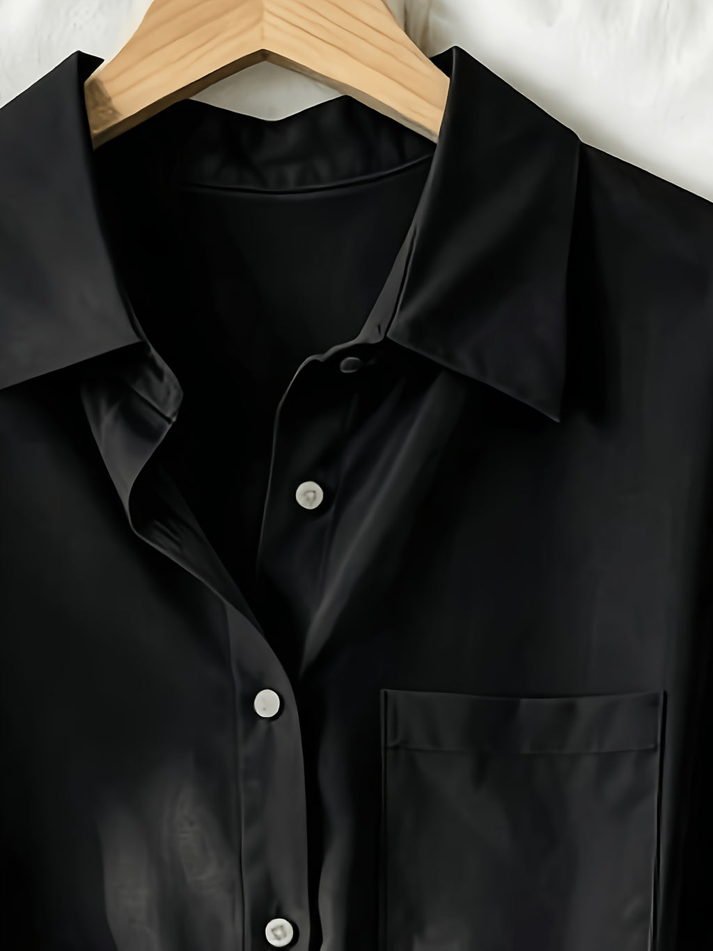 Women'S Classic Solid Color Casual Shirt - Black