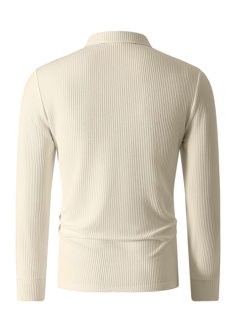 Men'S Half-Zip Lapel Long Sleeve Polo with Vertical Pique Texture, MILANO Milan Letter Print Light Casual Business Sweater, Soft And Machine Washable, Knit - Apricot
