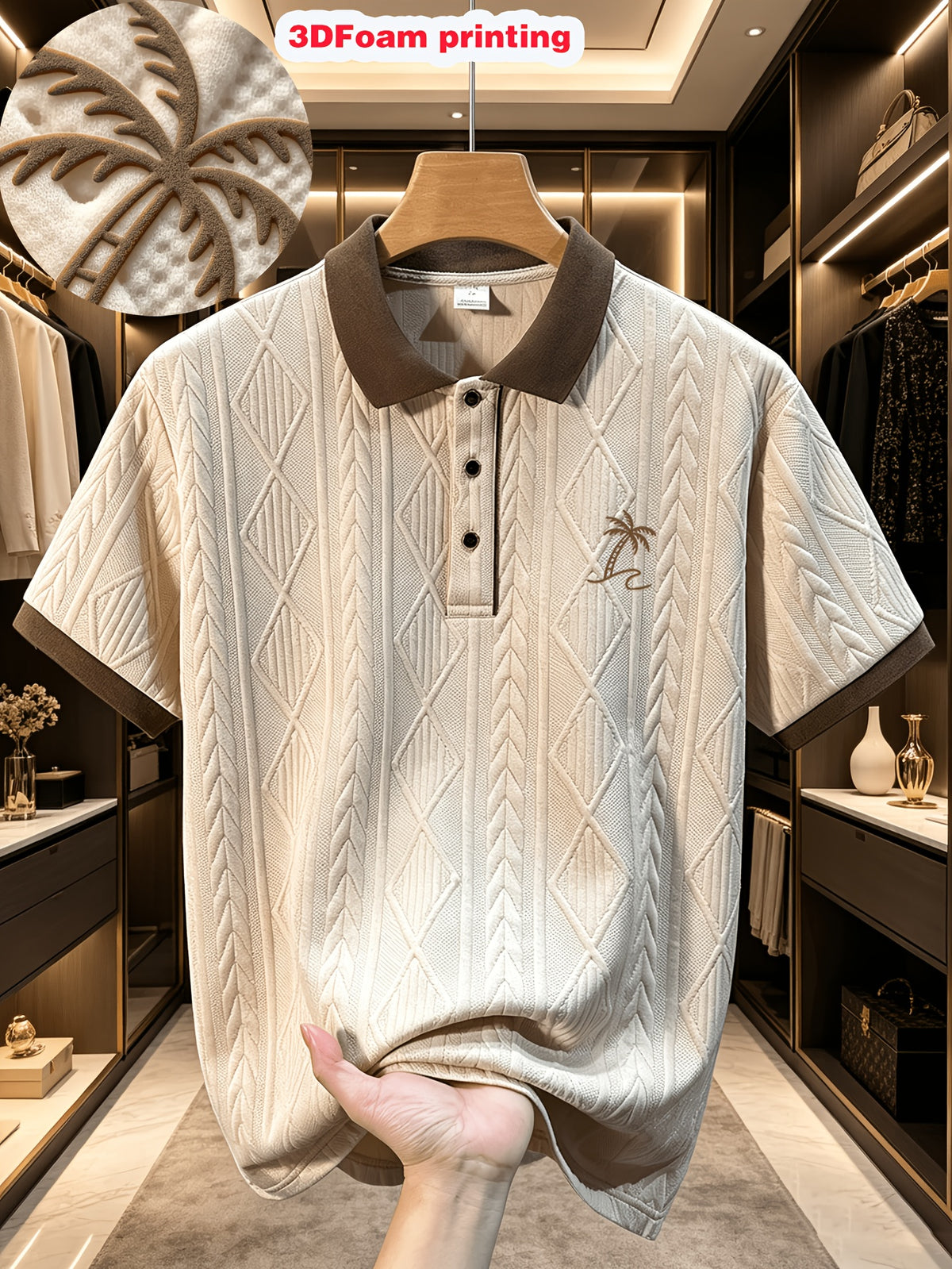 39-FP014 New High-Quality Men's Short-Sleeve Lapel Polo Shirt, Comfortable and Skin-Friendly, Three-Dimensional Cut, Simple Business Casual Style, Suitable for Summer Vacations and Daily Commutes - Apricot