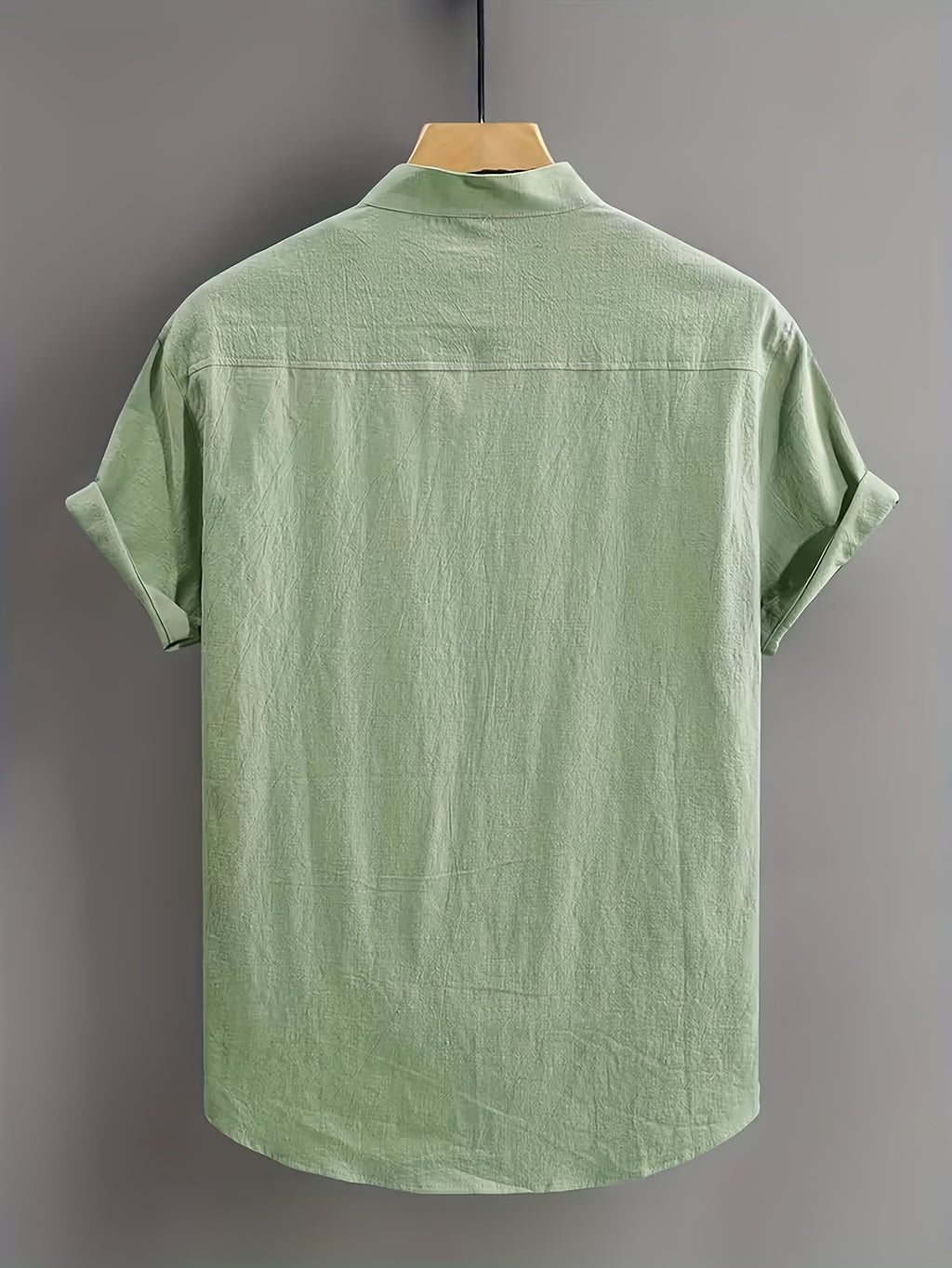 Men'S Summer Solid Color Casual Short Sleeve Shirt Pocket Design Breathable And Comfortable Fabric Beach Vacation Casual Top Daily Versatile Commute Shirt - Matcha Color