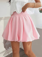 Solid Color Elastic Waist Fashion Bud Skirt - Pink
