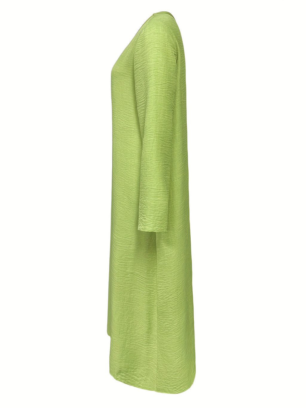 Women's Casual V-Neck Long Sleeve Solid Color A-Line Loose Fit Maxi Dress - Green