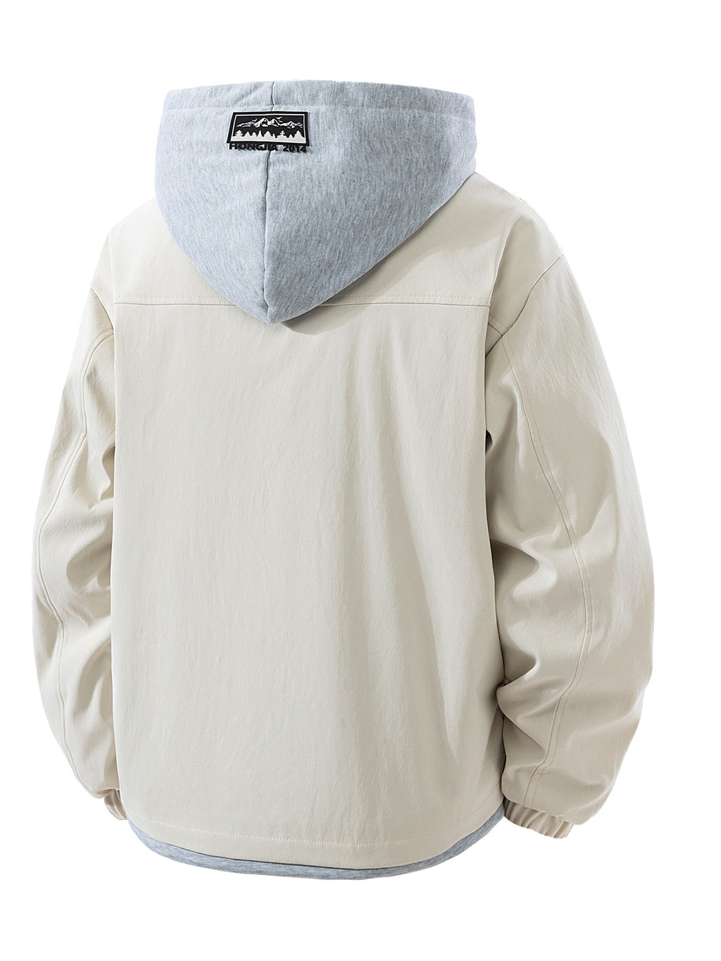 Men's Casual Hooded Jacket, Trendy and Versatile, Suitable for Outdoor and Daily Wear, Faux 2pcs Design, Spring and Autumn Style - White
