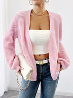 Women'S Comfortable And Good-Looking Long V-Neck Cardigan/Clear Texture Sweater/Very Suitable for Women/Spring Autumn Winter Style Sweater Essential for Women This Is a Set of Fashionable And Comfortable Women'S Clothing with Loose Fit And Lantern S - Pink Color