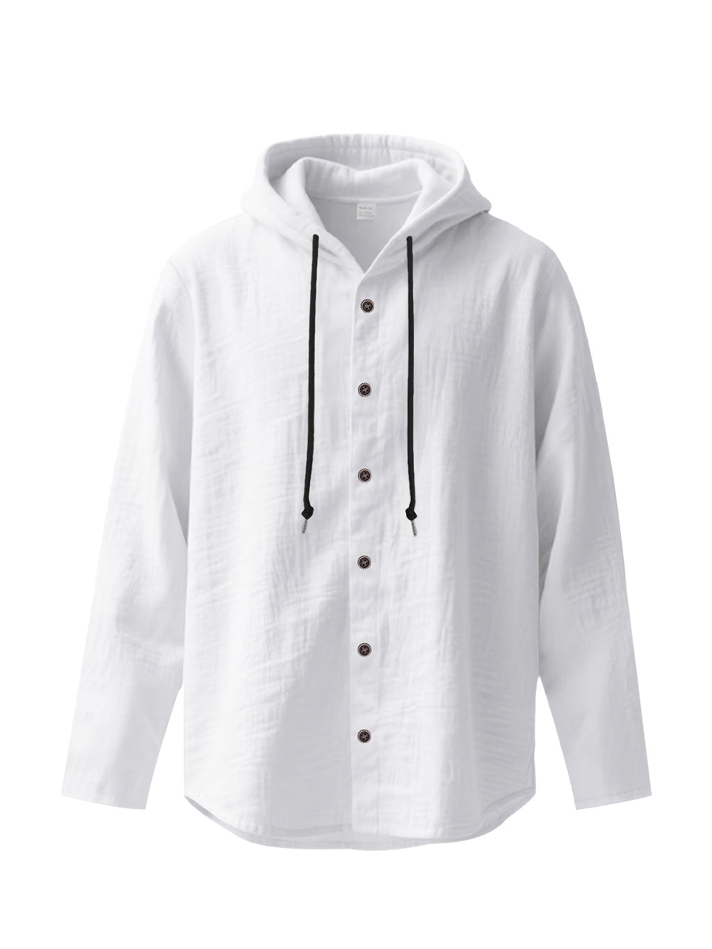 Men'S Solid Color Hooded Long Sleeve Shirt, Summer Breathable Casual Linen Top, Lightweight Loose Trendy Jacket - White