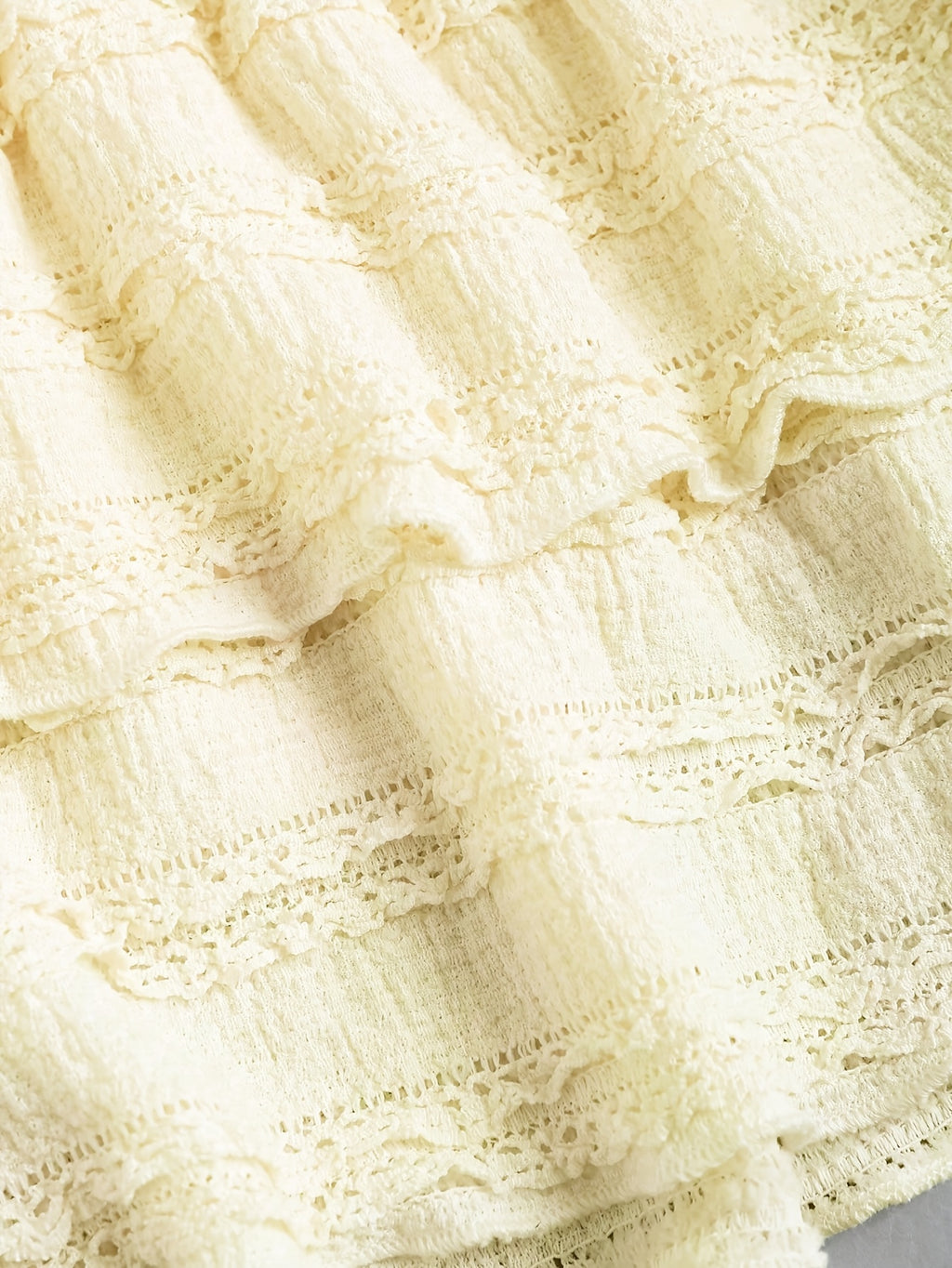 2026 New Vintage Ruffle Lace High-Waist Hip-Covering Double-Layer Flounce Mini Skirt - 【Light Yellow】
