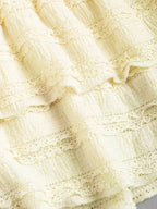 2026 New Vintage Ruffle Lace High-Waist Hip-Covering Double-Layer Flounce Mini Skirt - 【Light Yellow】