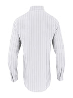 Men's Linen Long-Sleeve Striped Shirt for Spring, Autumn, and Summer, Suitable for Casual, Commuting, and Outings - White