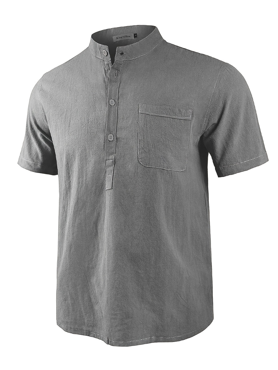 Men's Casual Shirt, Summer Short Sleeve, Lightweight and Breathable, Simple and Stylish, Versatile Casual Shirt - Grey