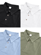 2026 Summer Men's 4pcs Set: Casual Vacation Relaxed Breathable Linen-Textured Business Casual Loose Fit Comfortable Minimalist Basic Style for Seaside Beach Golf Fishing Short-Sleeve Shirt - Black And White Blue Green