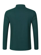 Maqiqi OBM Men's Fashion Waffle Knit Long Sleeve Henley Shirt, Stand Collar Button-Up Top with Chest Pocket and Positioned Printed LOGO, Casual Regular Fit Solid Color Spring/Autumn Daily Top - Dark Green