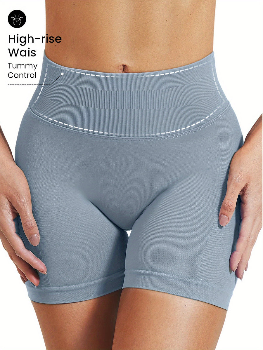 3pcs Set Women'S Spring Summer New Seamless High-Waist Shorts, Waist-Cinching Butt Lift, Suitable for And - Light blue+black+light gray