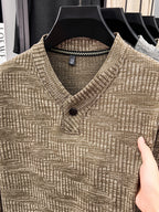 New Men's Long-Sleeve Warm Fashionable Versatile Knit Sweater - Camel
