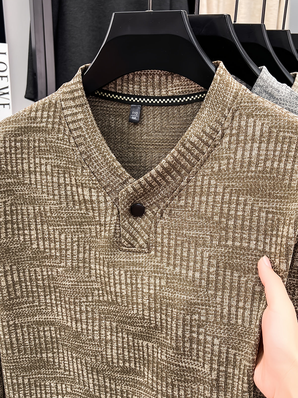 New Men's Long-Sleeve Warm Fashionable Versatile Knit Sweater - Camel