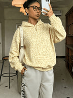 Women's Sweatshirt, Casual and Simple College-style Retro Leopard Sweatshirt[Printed Design-not Textured] - Yellow