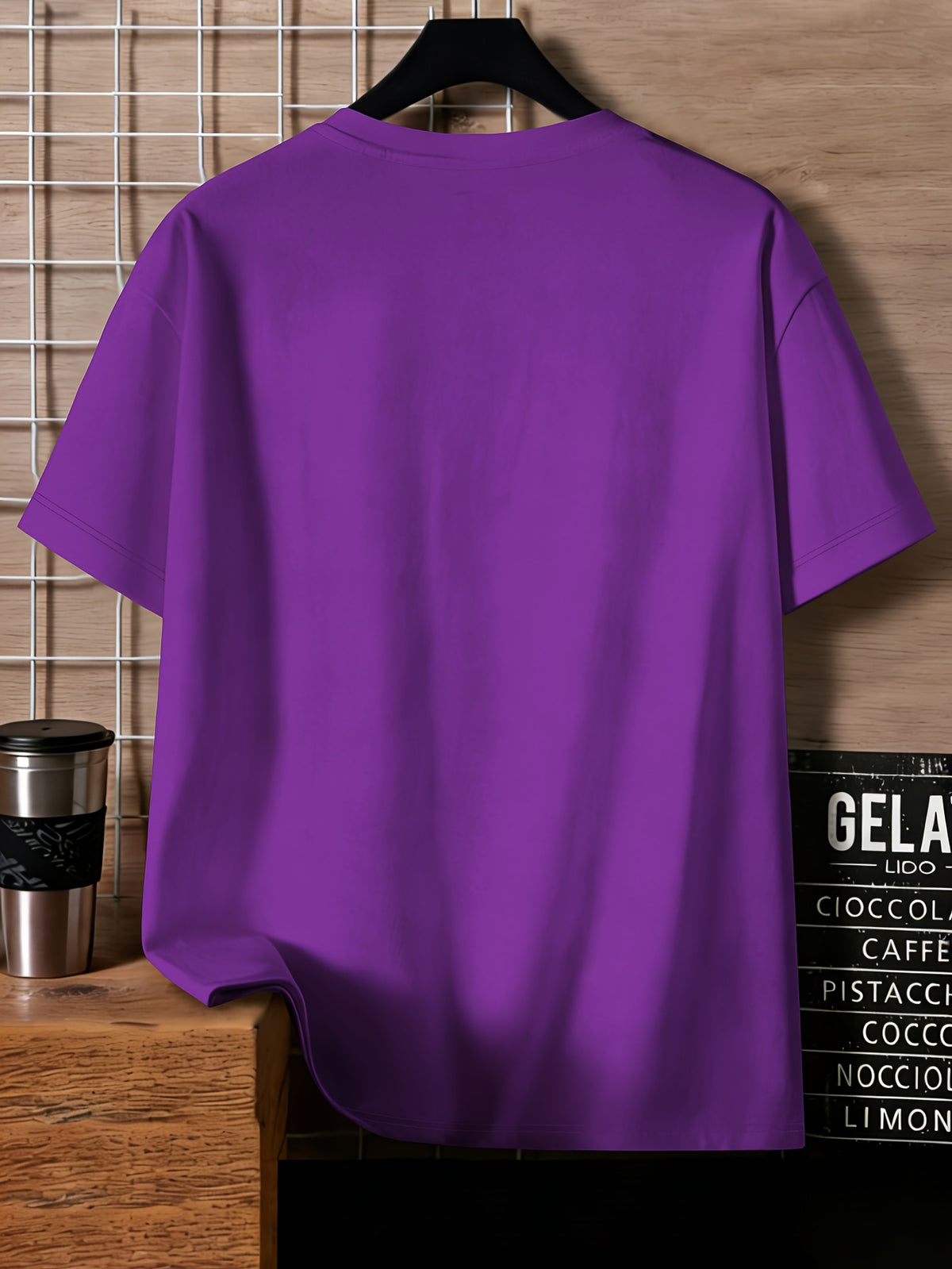 Disney Mickey Black And White Vertical Letter Print Round Neck Short Sleeve T-Shirt, a Minimalist And Trendy Top - Purple