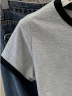 Women'S Summer Casual Short Sleeve Cute Heart Print Fashion T-Shirt with Funny Logo (Quick-Dry) - Grey