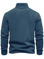 Autumn-Winter Plush Top Half-Zip Sweatshirt Trendy Warm Clothing - Deep Blue