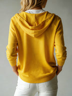 Lyocell Tencel Women'S Sweater Cardigan Hooded Cardigan Women'S Spring Autumn Winter Style Long Sleeve Button Loose Coat, Western Style Casual Temperament Top, Drawstring Hood Design, Daily Commute Outing Versatile Outerwear Elegant - Yellow